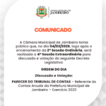 Câmara Municipal realizará 4ª Sessão Extraordinária após a 2ª Sessão Ordinária nesta terça-feira (04)